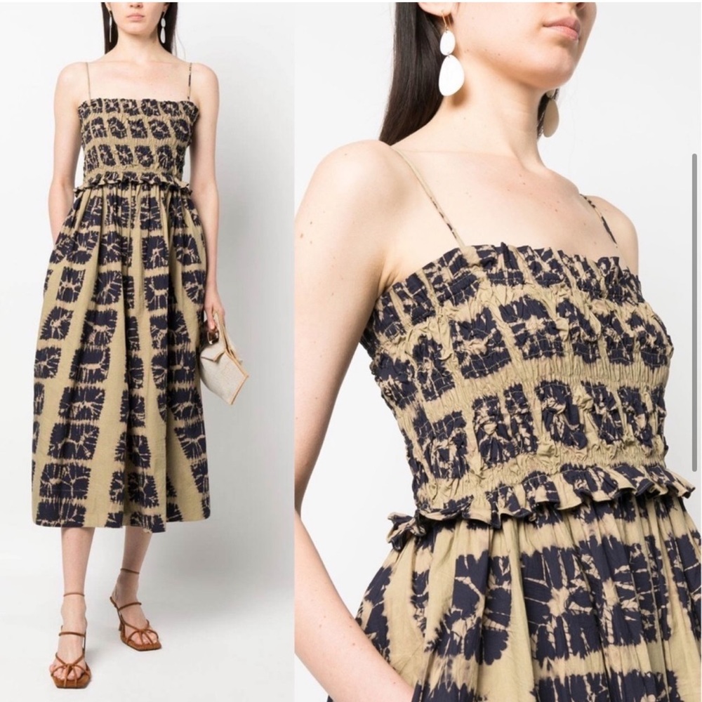 NWT Ulla Johnson Akshara Shibori Cotton Midi Dress - Picture 3 of 8